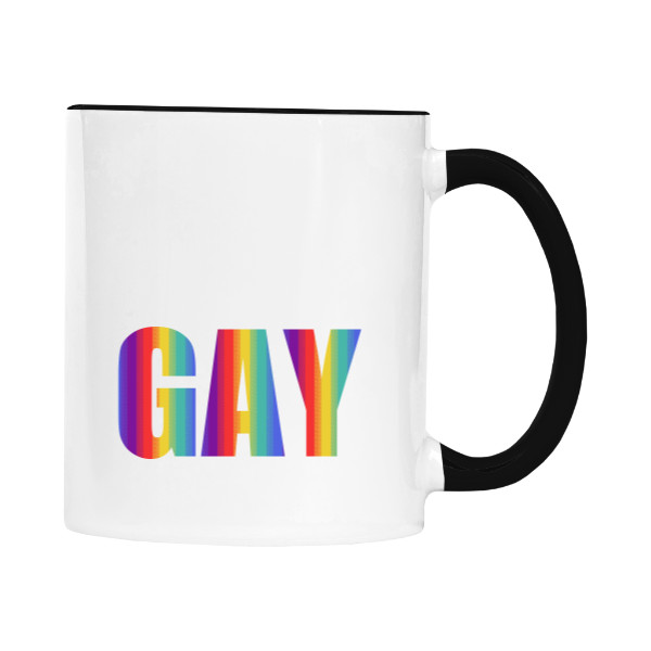 Hrnek malý barevný s potiskem Gay na hrnku