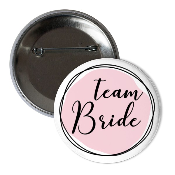 Odznáček  s potiskem Placka team bride růžový kruh